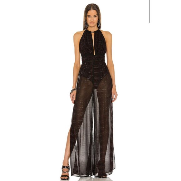 DUNDAS Pants - DUNDAS x REVOLVE Gem Jumpsuit Black Ruby